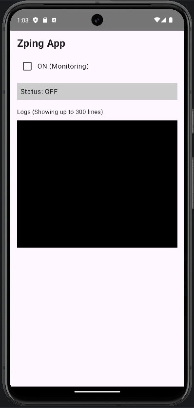 ZpingApp Android App - OFF Status